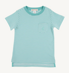 Carter Crewneck - Turks Teal Stripe with Turks Teal Stork from Anderson Parker