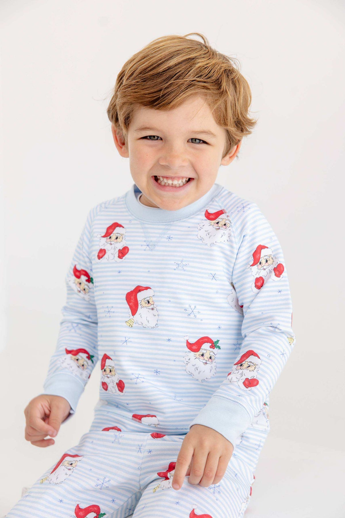 Cassidy Comfy Crewneck - Boys - French Terry - Dear Santa (Buckhead Blue Stripe)/Buckhead Blue from Anderson Parker