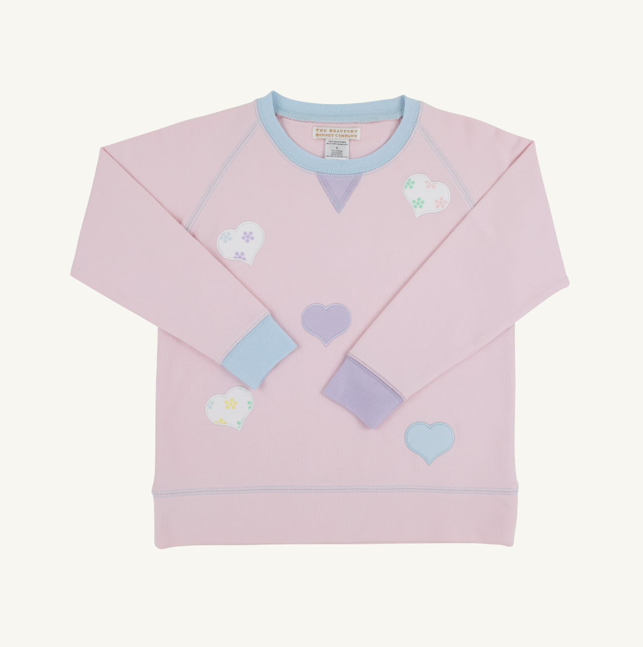 Cassidy Comfy Crewneck Girl - Palm Beach Pink/Buckhead Blue/Lauderdale Lavender/Hearts from Anderson Parker