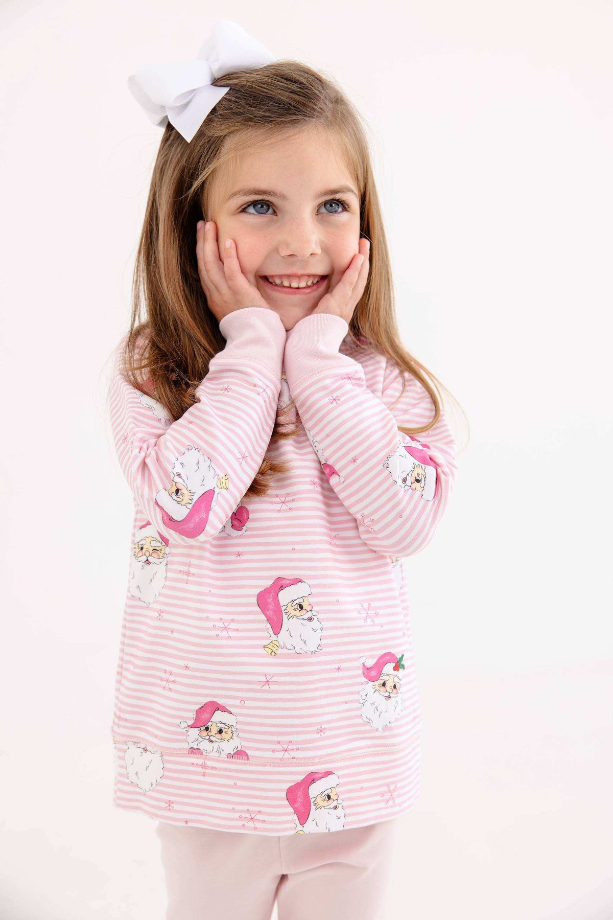 Cassidy Comfy Crewneck - Girls - French Terry - Dear Santa (Palm Beach Pink Stripe)/Palm Beach Pink from Anderson Parker