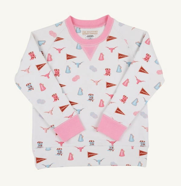 Cassidy Comfy Crewneck - Gone to Texas/Hamptons Hot Pink from Anderson Parker