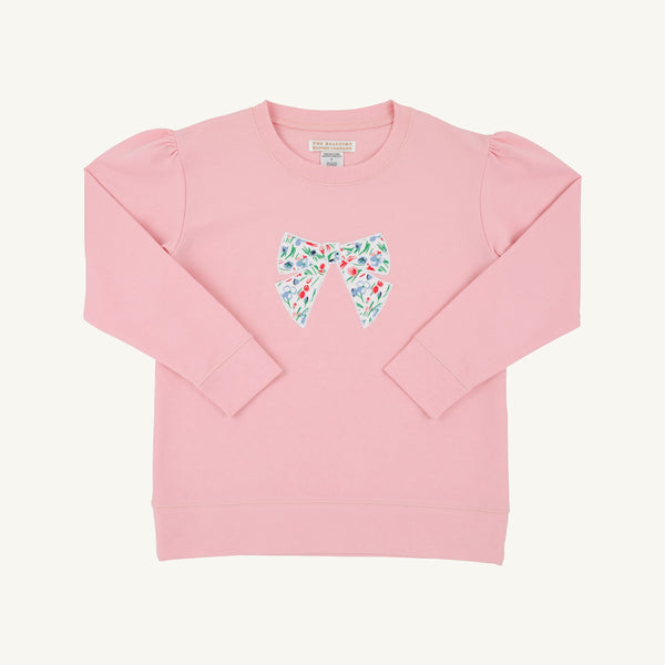 Cassidy Comfy Crewneck Puff Sleeve - Sandpearl Pink/Fair St Floral/Bow from Anderson Parker