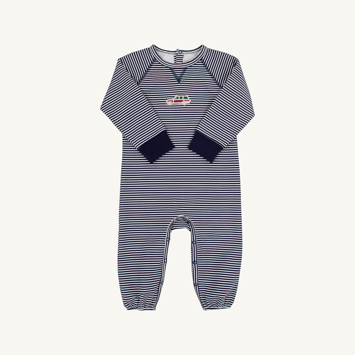 Cassidy Comfy Crewneck Romper - Straight Sleeve - Nantucket Navy Stripe/Nantucket Navy/Woody from Anderson Parker