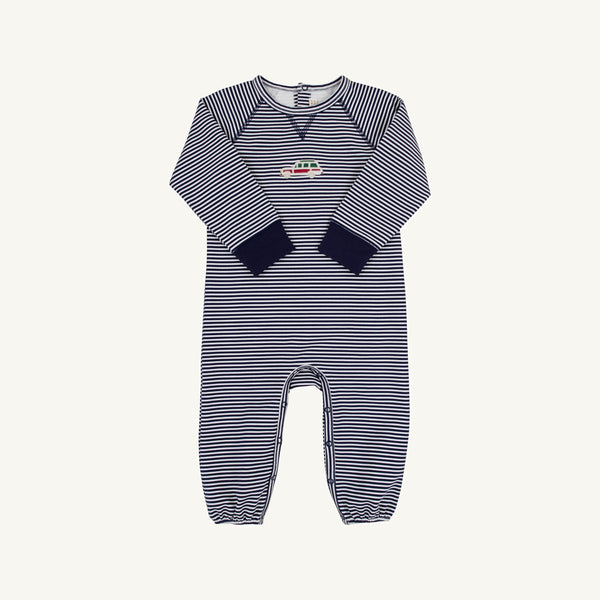 Cassidy Comfy Crewneck Romper - Straight Sleeve - Nantucket Navy Stripe/Nantucket Navy/Woody from Anderson Parker