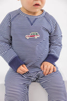 Cassidy Comfy Crewneck Romper - Straight Sleeve - Nantucket Navy Stripe/Nantucket Navy/Woody from Anderson Parker