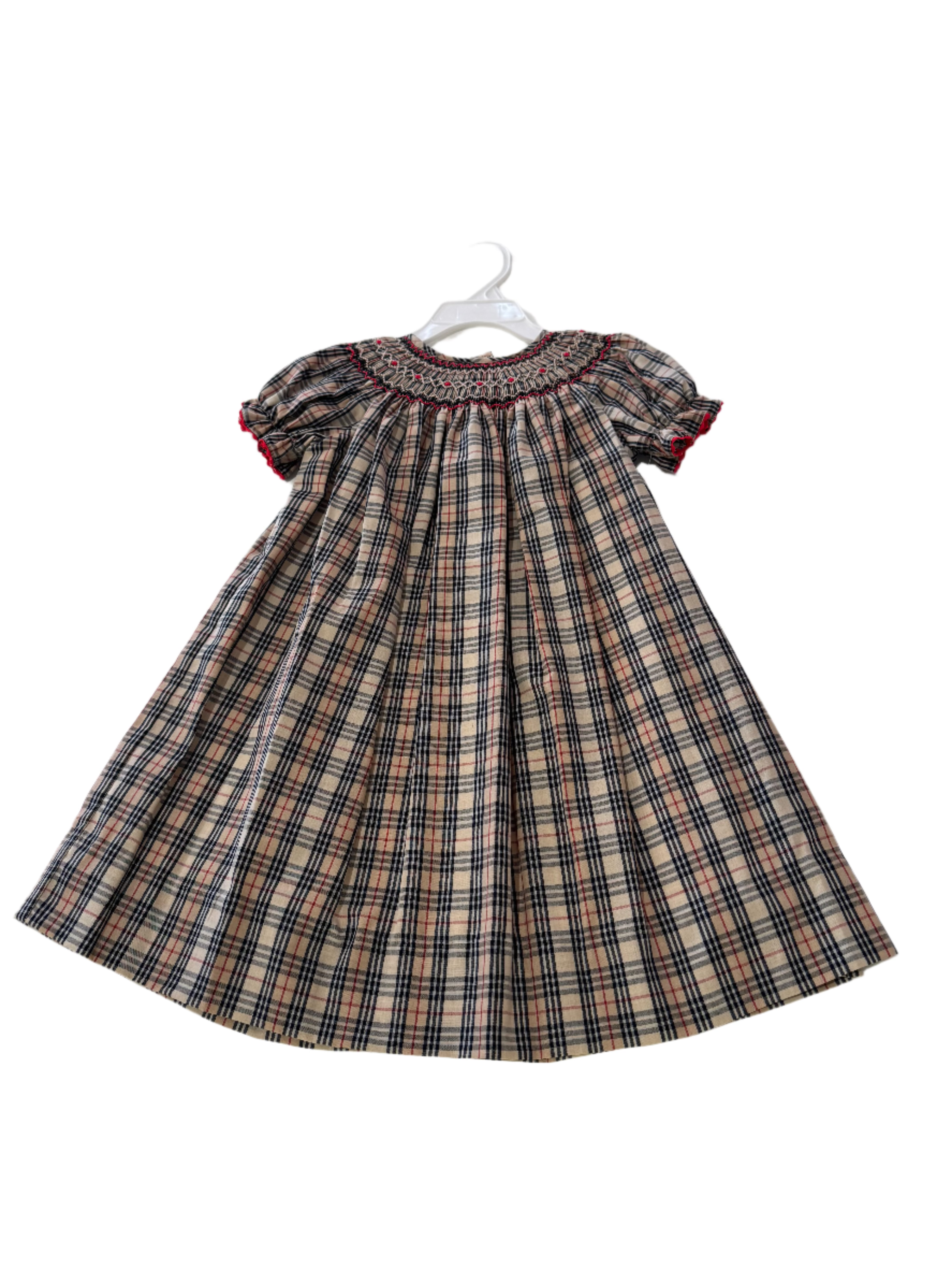 Charlotte Dress - Khaki & Brown Plaid Bishop from Anderson Parker