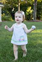 Check Seersucker Skirted Romper with Golf Cart from Anderson Parker