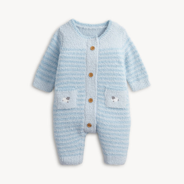 Chenille Blue Sweater Romper from Anderson Parker