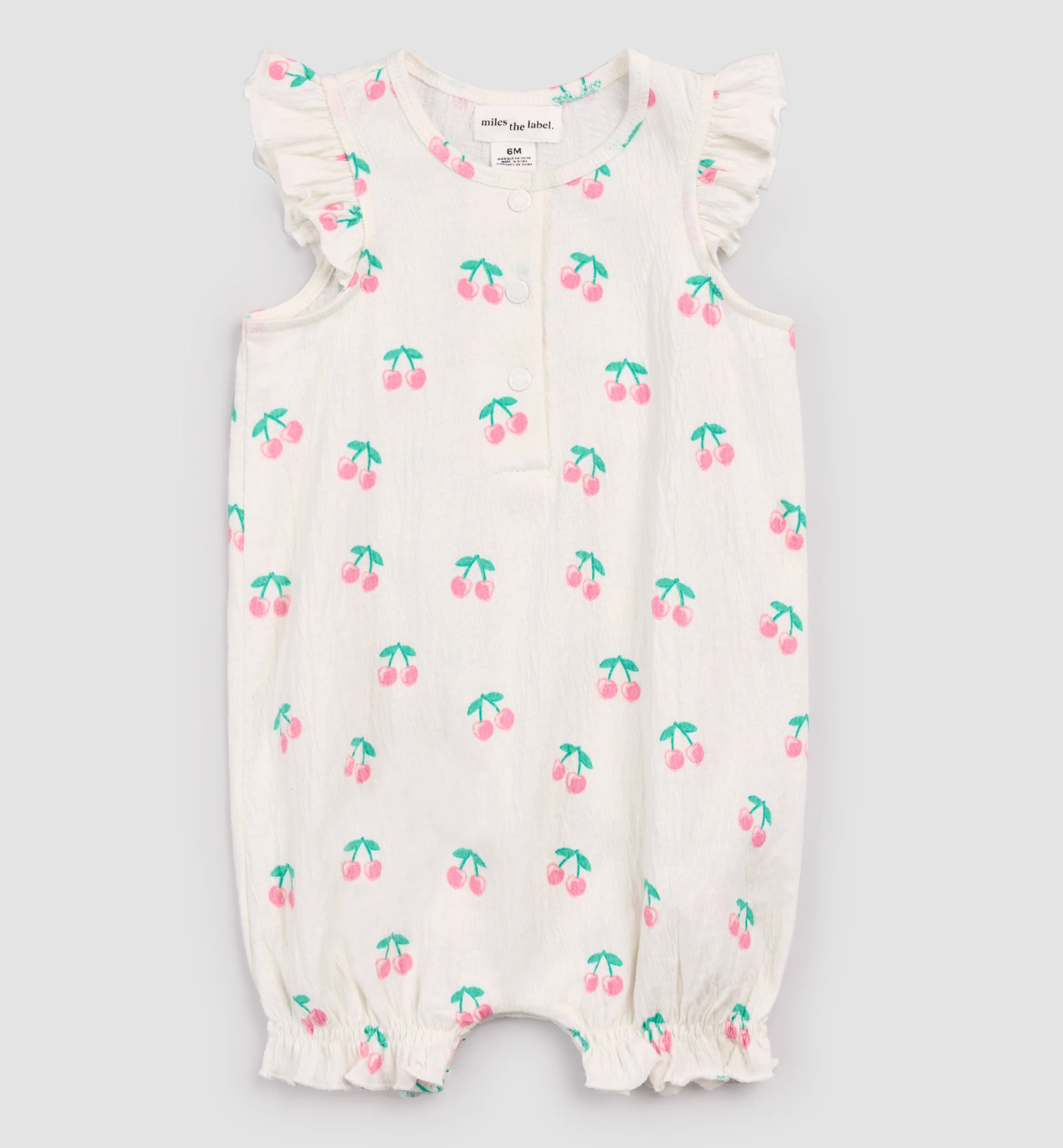 Cherries on Ivory Ruffled Playsuit from Anderson Parker