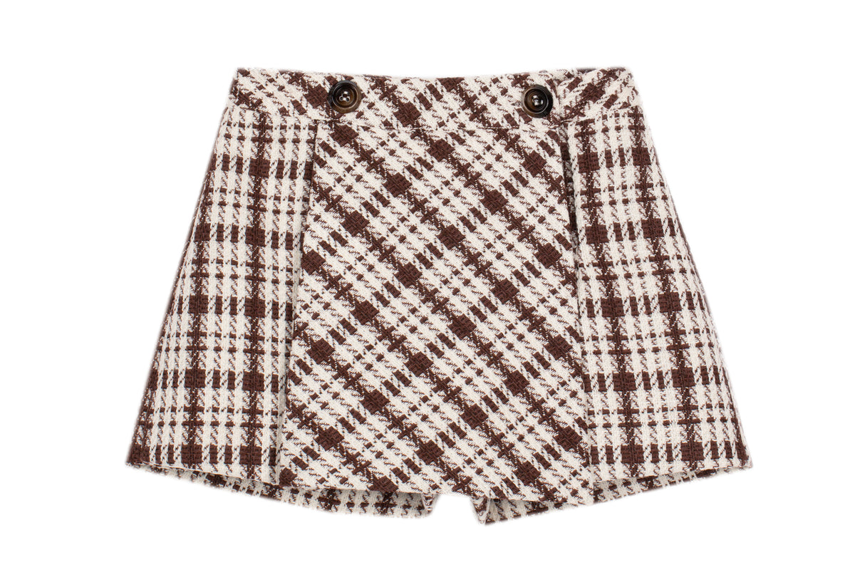 Chocolate Brown Plaid Skort from Anderson Parker