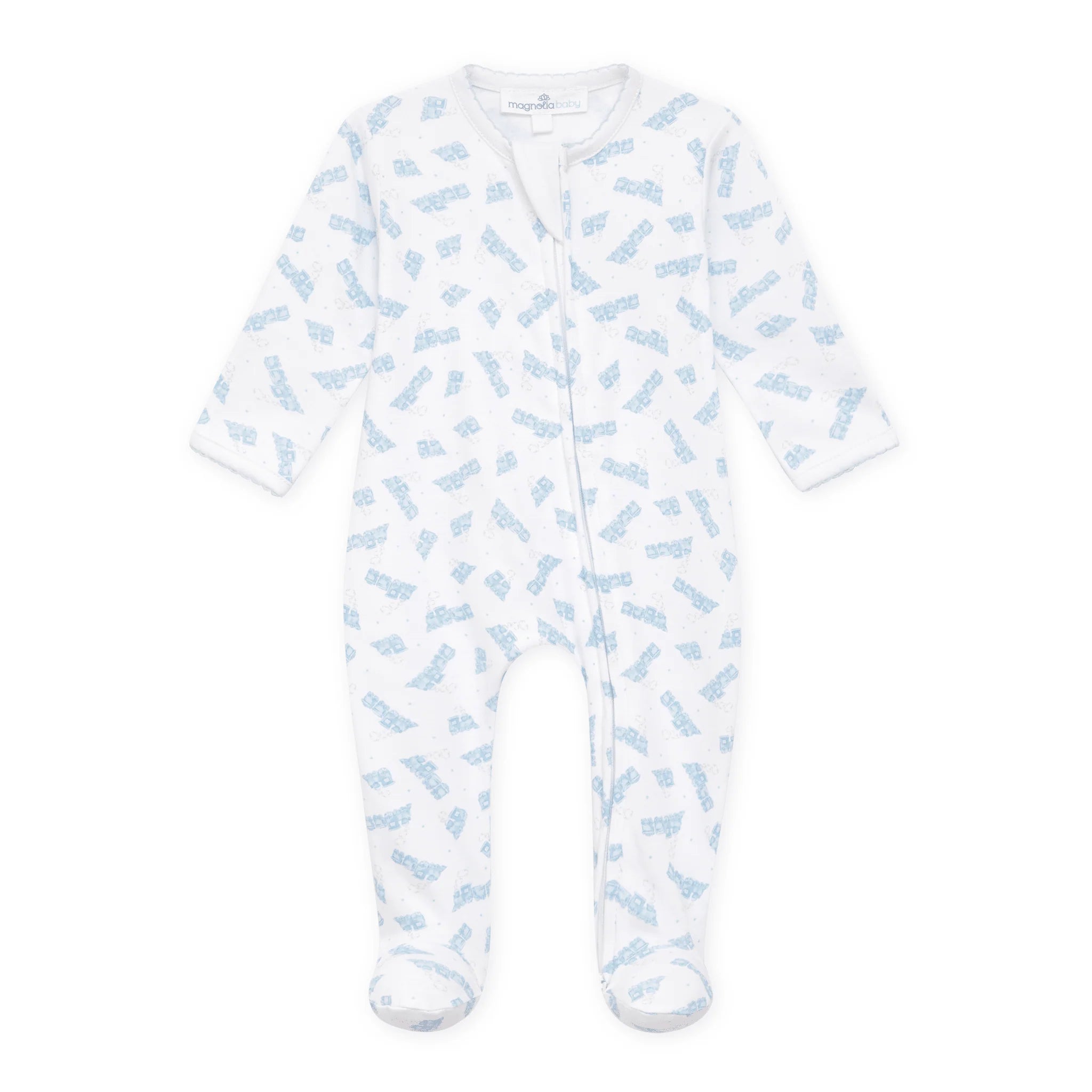 Choo Choo Train Print Zip Footie from Anderson Parker