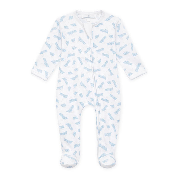 Choo Choo Train Print Zip Footie from Anderson Parker