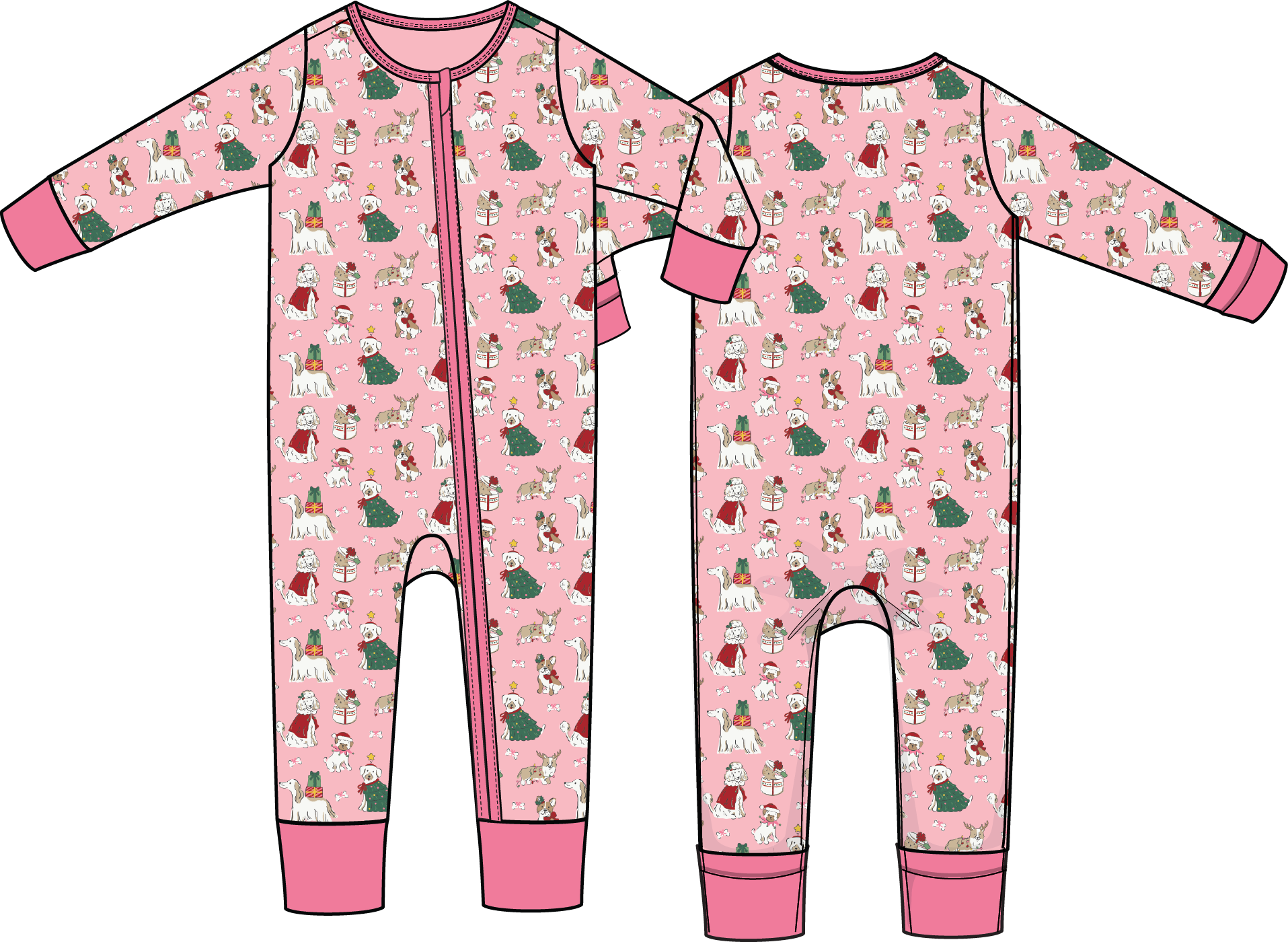 Christmas Dogs Pink - Convertible Romper from Anderson Parker