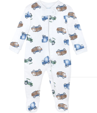 Construction Trucks Footie - White from Anderson Parker