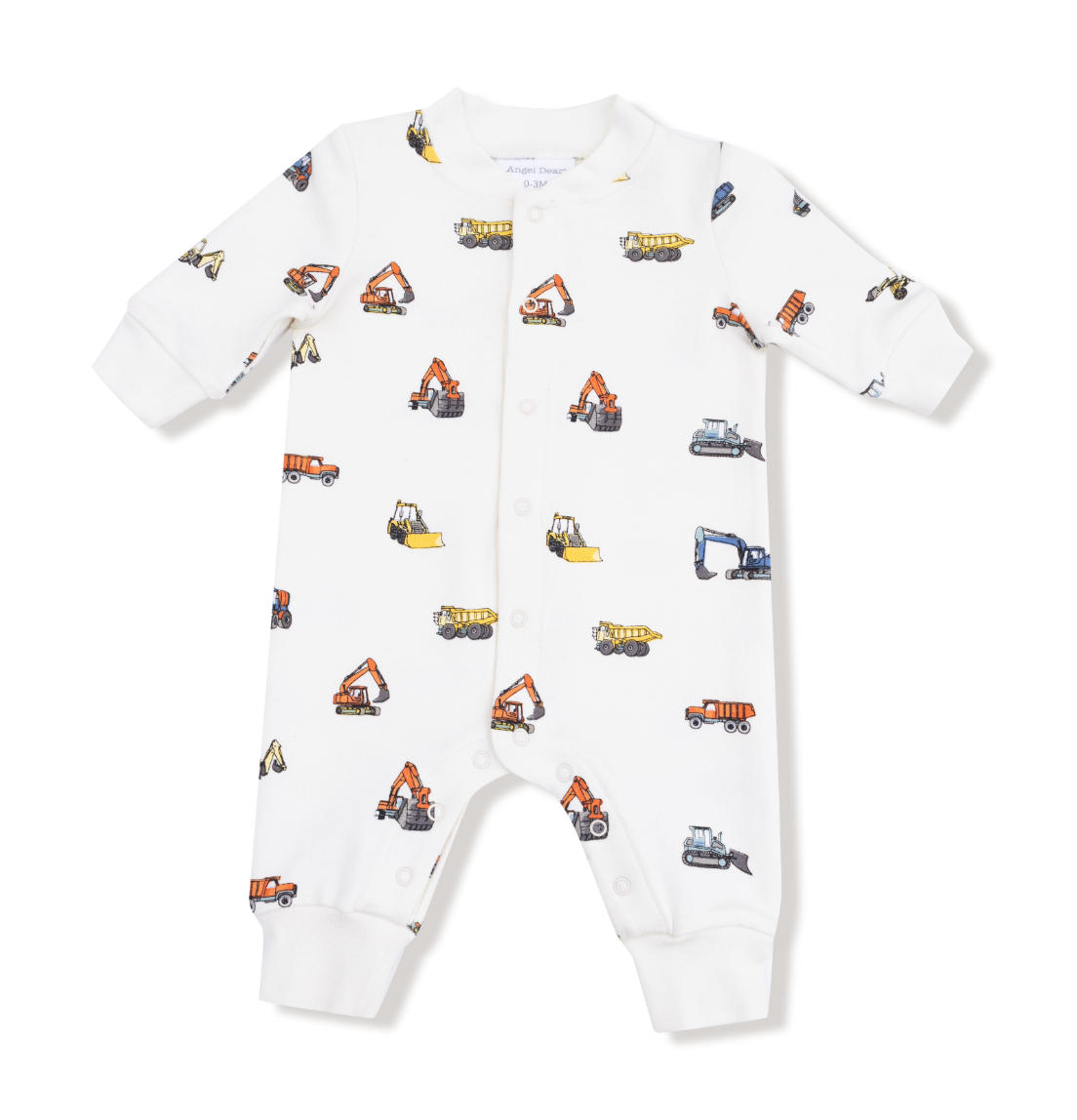 Construction Vehicles - French Terry - Baseball Collar Romper With Front Placket from Anderson Parker