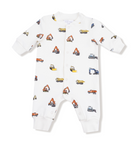 Construction Vehicles - French Terry - Baseball Collar Romper With Front Placket from Anderson Parker