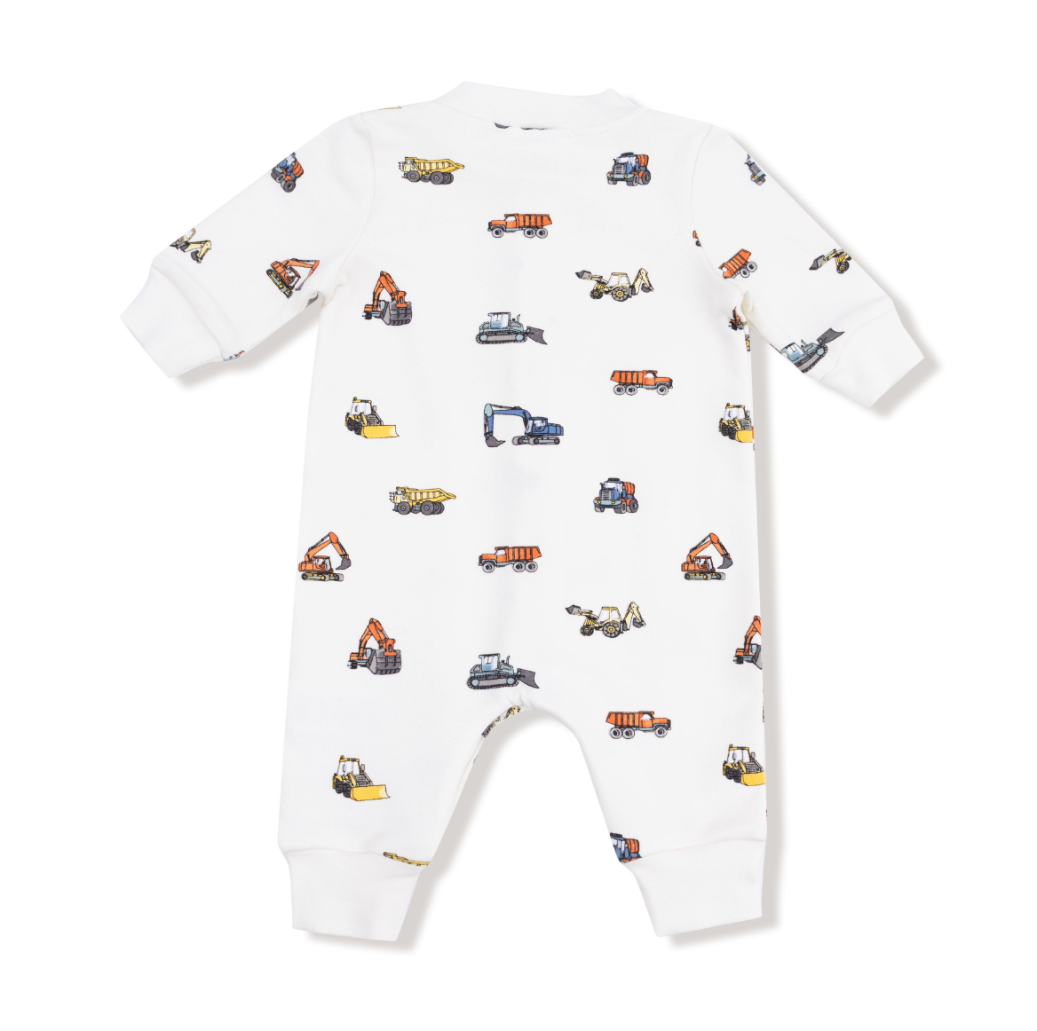 Construction Vehicles - French Terry - Baseball Collar Romper With Front Placket from Anderson Parker