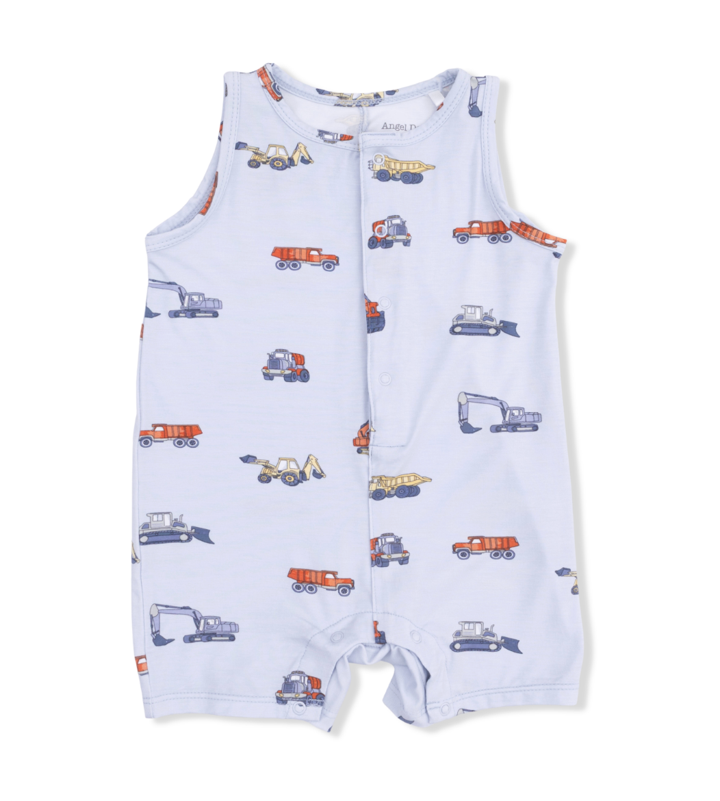 Construction Vehicles - Sleeveless Shortie Romper from Anderson Parker