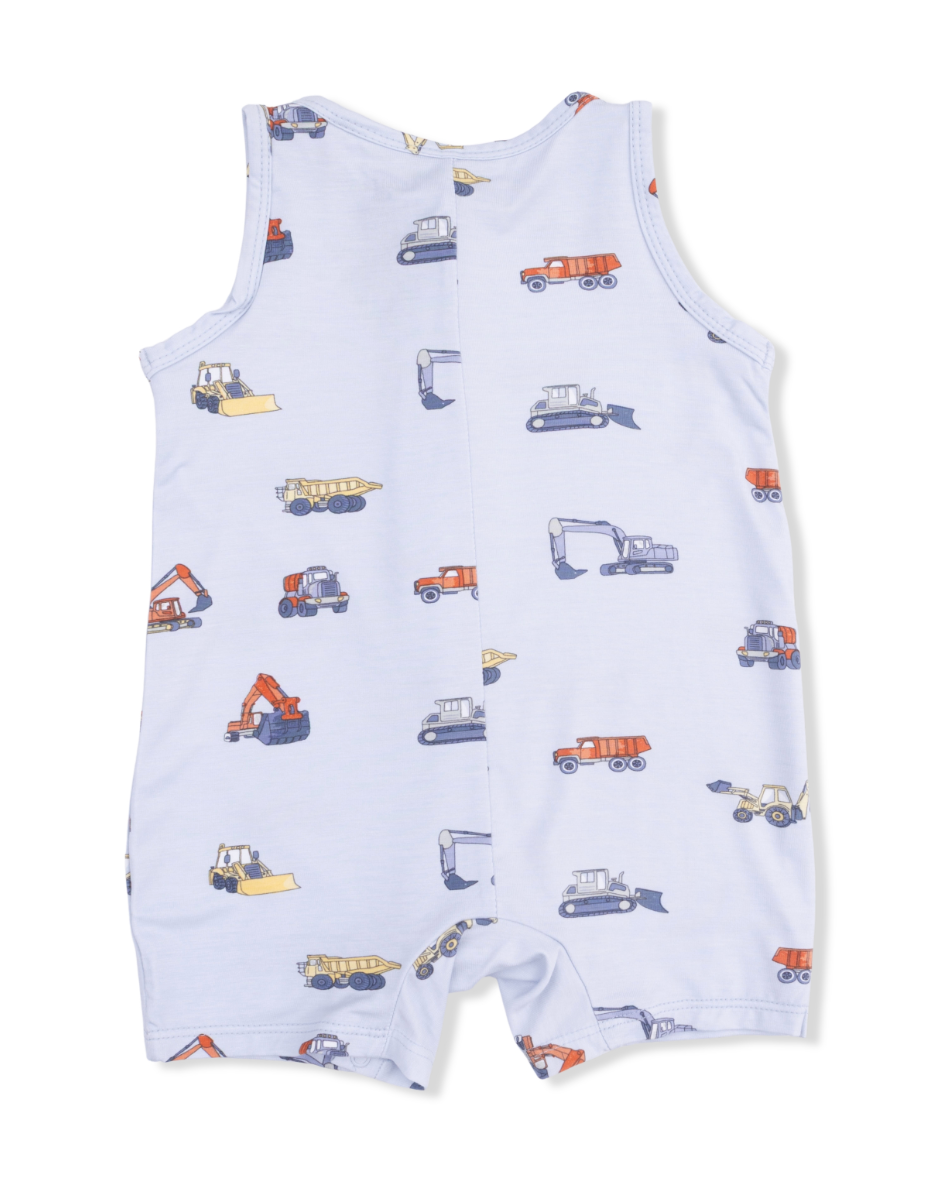 Construction Vehicles - Sleeveless Shortie Romper from Anderson Parker