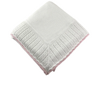 Cotton Jersey Baby Blanket with Knitted Color-Tipped Pointelle Border - Pink from Anderson Parker