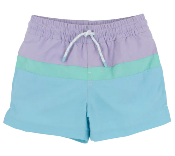 Country Club Colorblock Trunks -  Lauderdale Lavender with Turks Teal & Belhaven Blue from Anderson Parker