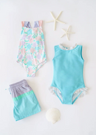 Country Club Colorblock Trunks -  Lauderdale Lavender with Turks Teal & Belhaven Blue from Anderson Parker