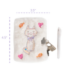 Cuddle Cat Mini Furry Journal with Pen, Lock & 2 Keys White from Anderson Parker