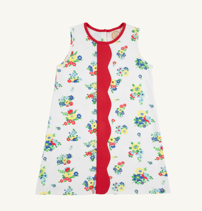 Daisy Dress - Biltmore Blooms (Buckhead Blue)/Richmond Red from Anderson Parker