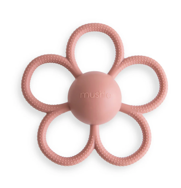 Daisy Rattle Teether- Dusty Rose from Anderson Parker