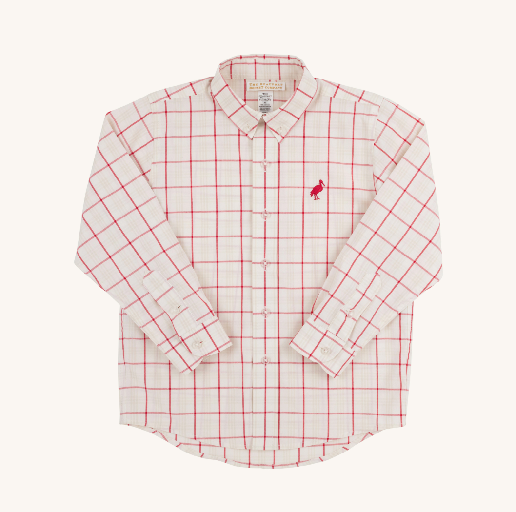 Dean`s List Dress Shirt - Oak Park Plaid (Small)/Richmond Red from Anderson Parker