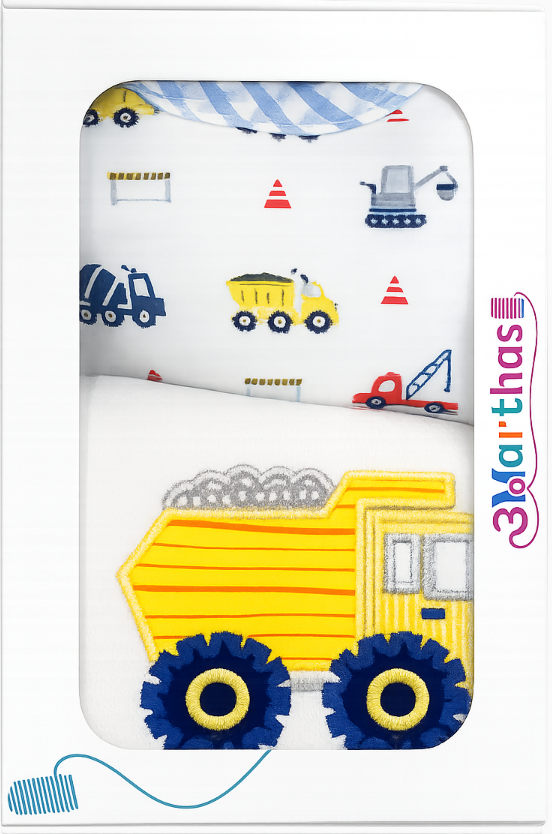 Dump Truck Basic Bib & Boxed Burp Set from Anderson Parker
