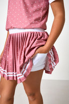 Dusty Pink Polka Dot Pleated Skort from Anderson Parker