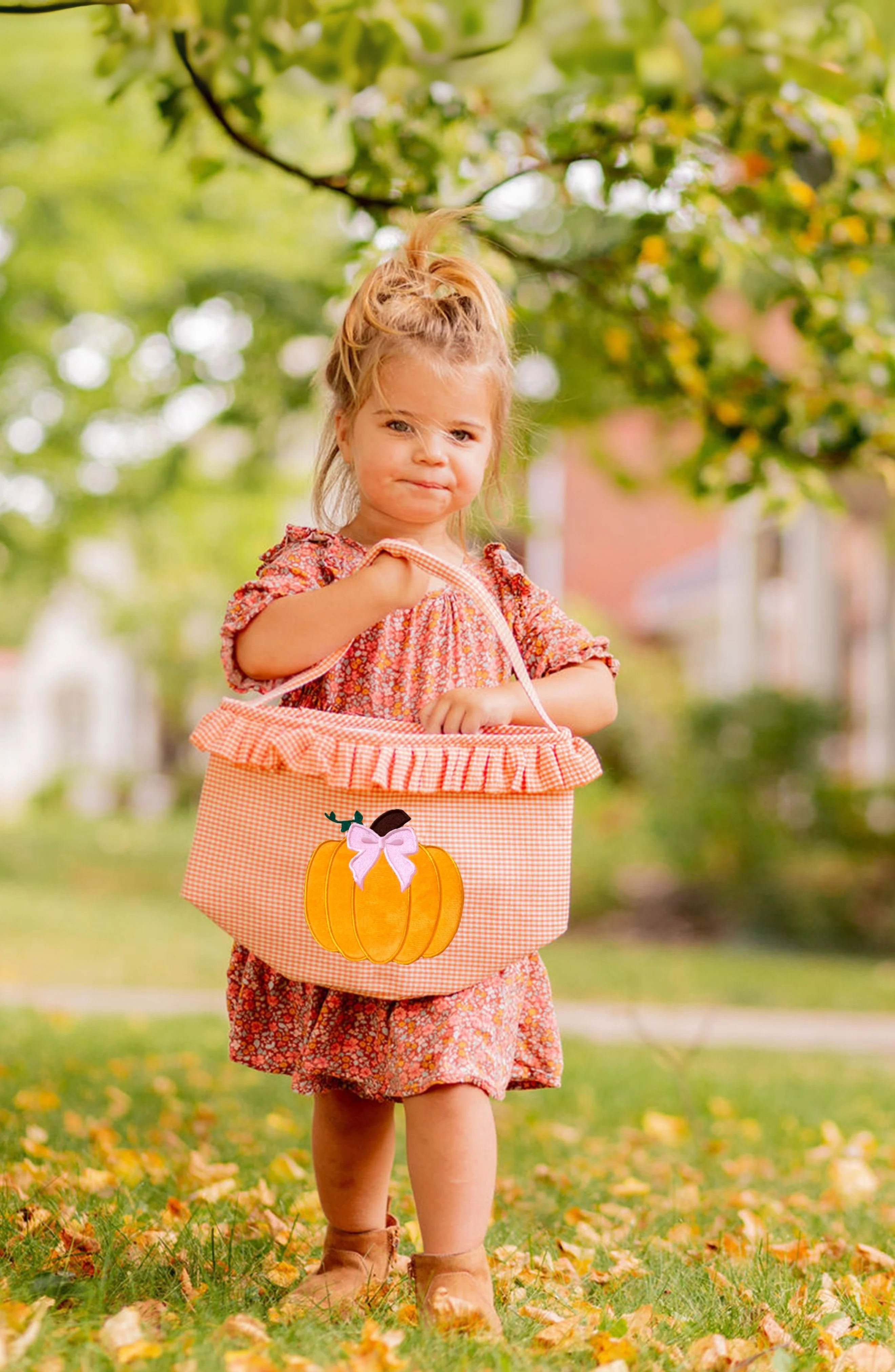 Customizable Ruffle Pumpkin Candy Tote from Anderson Parker