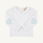 Emma's Elbow Patch Top - Worth Ave White/Old Greenwich Green/Hearts from Anderson Parker