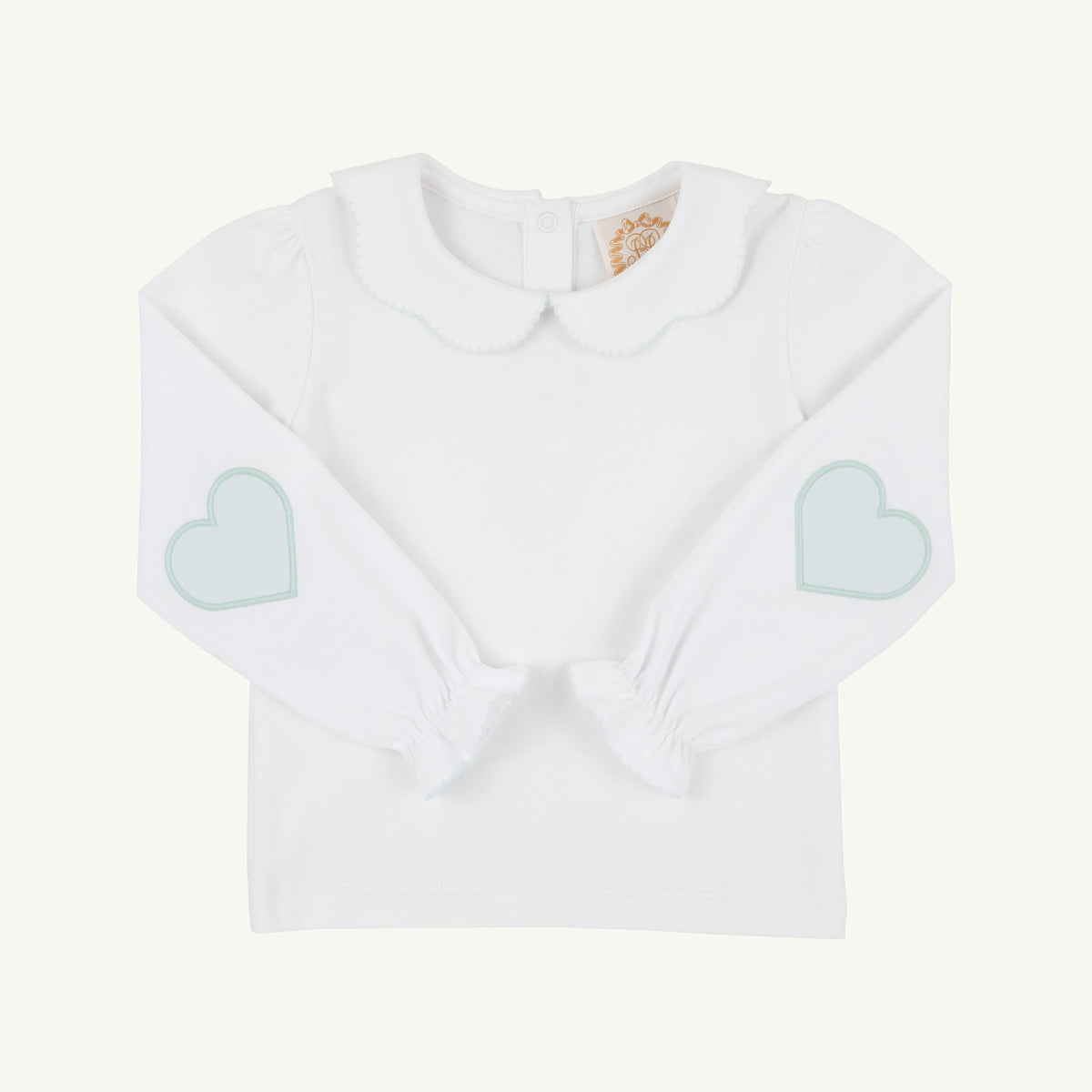 Emma's Elbow Patch Top - Worth Ave White/Old Greenwich Green/Hearts from Anderson Parker