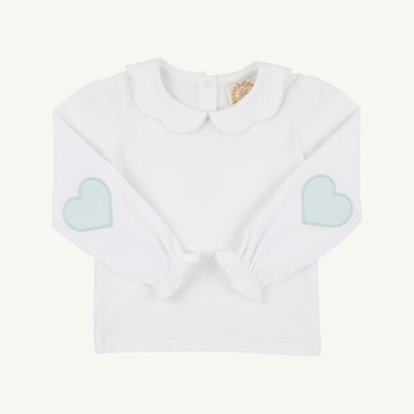 Emma's Elbow Patch Top - Worth Ave White/Old Greenwich Green/Hearts from Anderson Parker