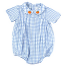 Finn Blue Gingham Bubble - Pumpkins on Collar from Anderson Parker