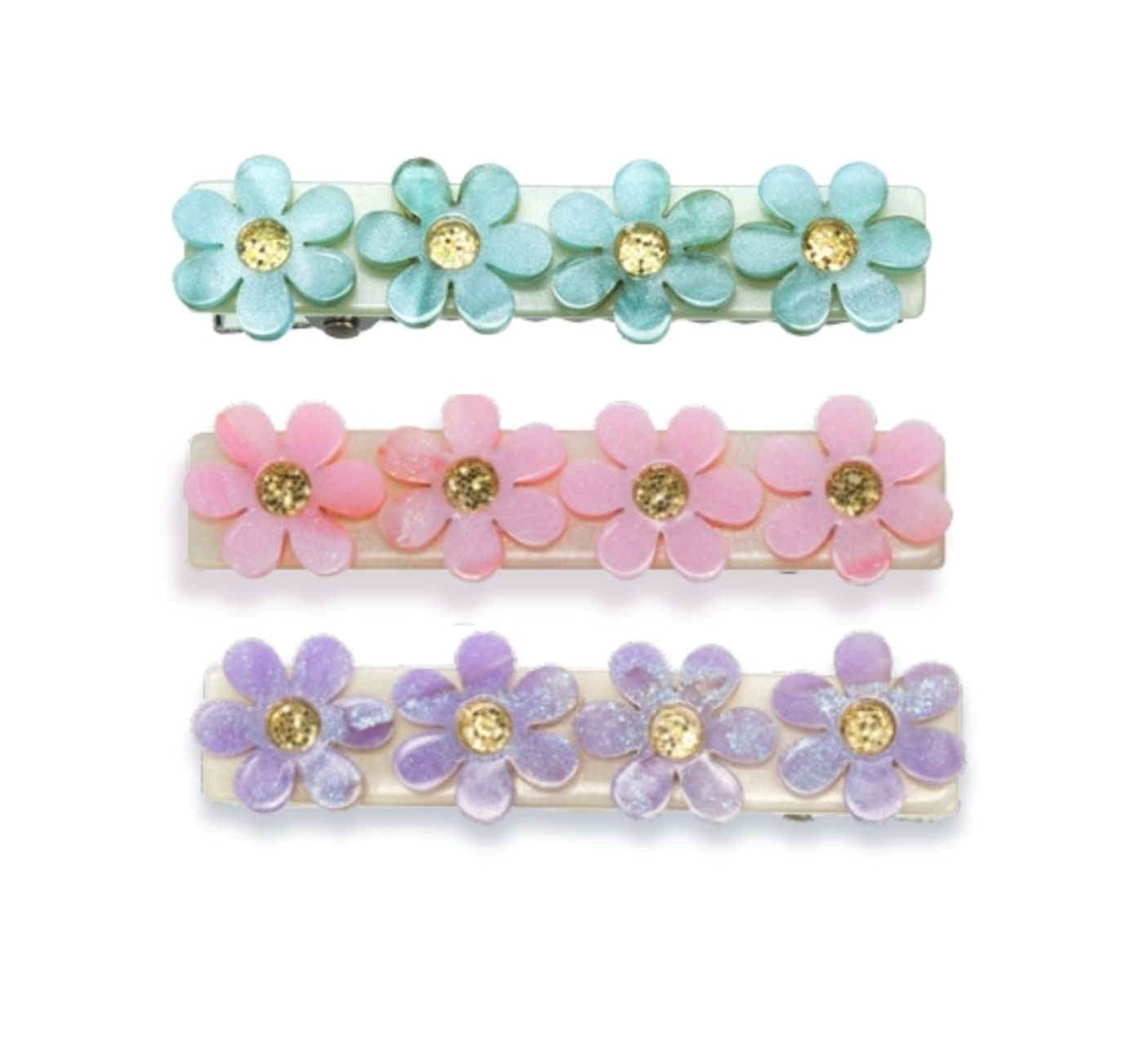 Flowers Blue Purple Pink Shimmer Hair Clips from Anderson Parker