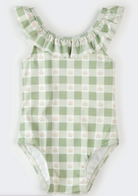 Flowers on Green Gingham Print Swimsuit from Anderson Parker