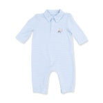 Football Blue Micro Stripe - Polo Romper from Anderson Parker