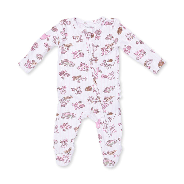 Football Cheer Nursery - 2 Way Ruffle Back Zipper Footie from Anderson Parker