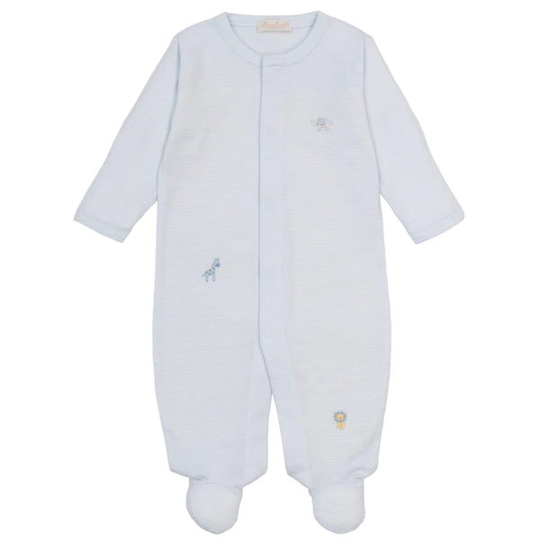 Footie w/ Hand Embroidery - Light Blue Jungle from Anderson Parker