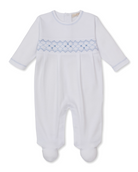Footie with Hand Smocking - White/Lt. Blue from Anderson Parker