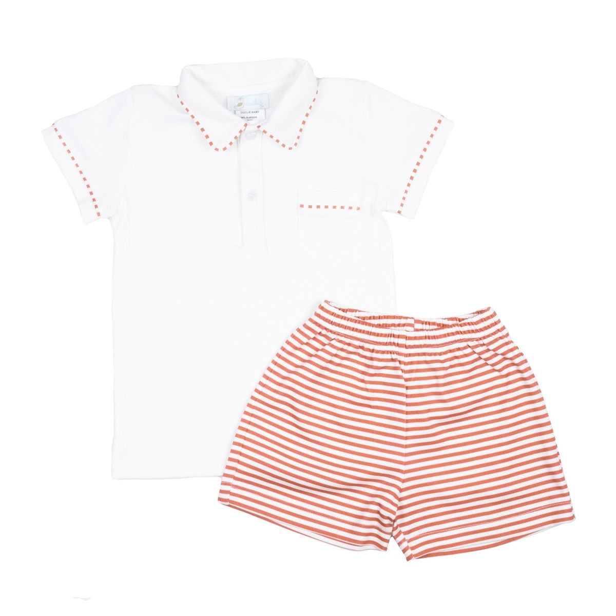 Game Day Striped Boys Short Set - Burnt Orange from Anderson Parker