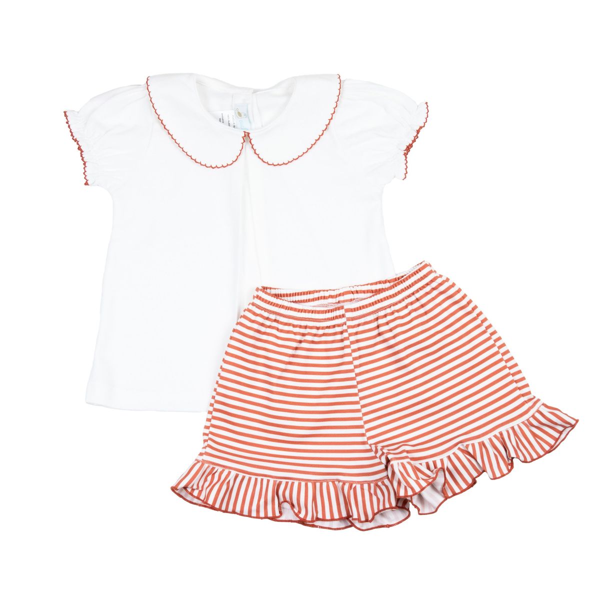 Game Day Striped Girls Short Set - Burnt Orange from Anderson Parker
