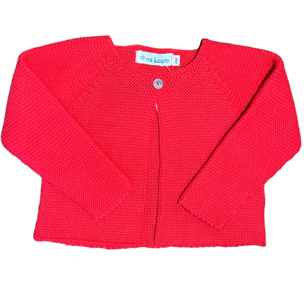 Garter Stitch Cardigan One Button - Red from Anderson Parker