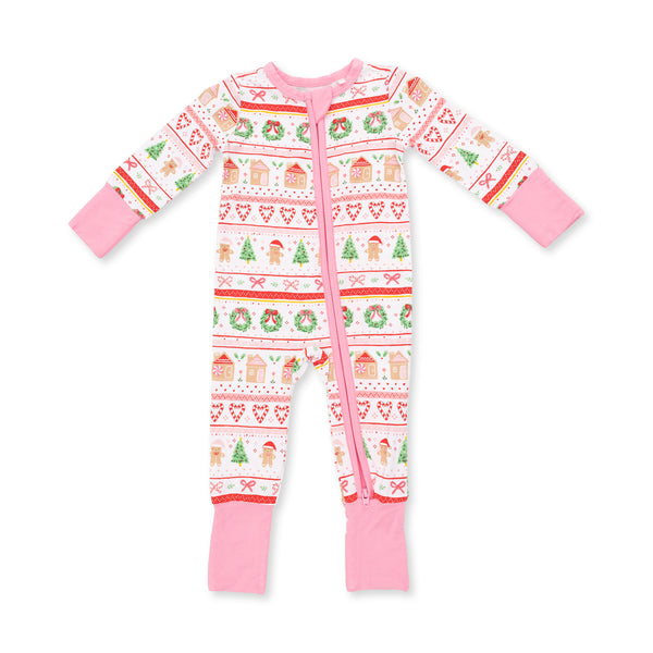 Gingerbread Fair Isle Pink - Convertible Romper from Anderson Parker