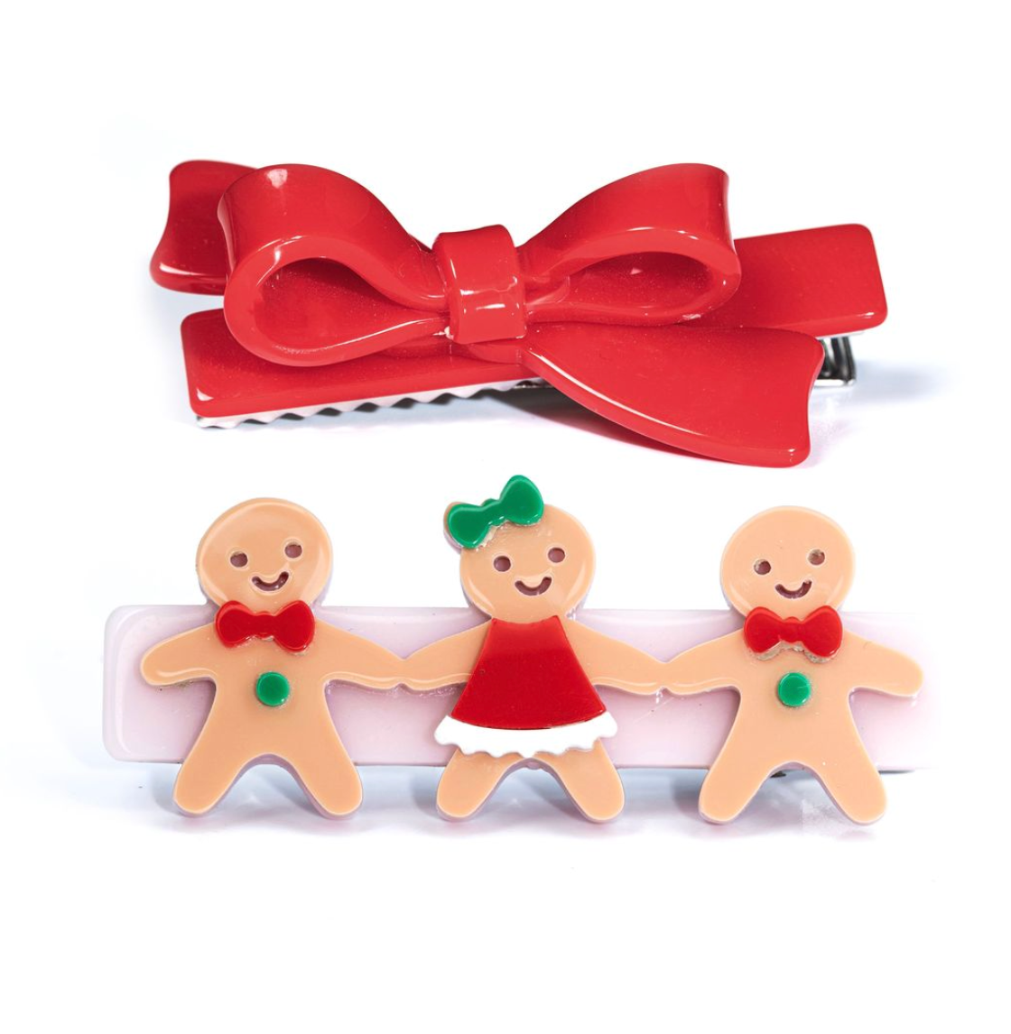 Gingerbread Friends Red Bow Hair Clips from Anderson Parker