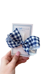 Gingham Scallop Via Bow - Navy from Anderson Parker