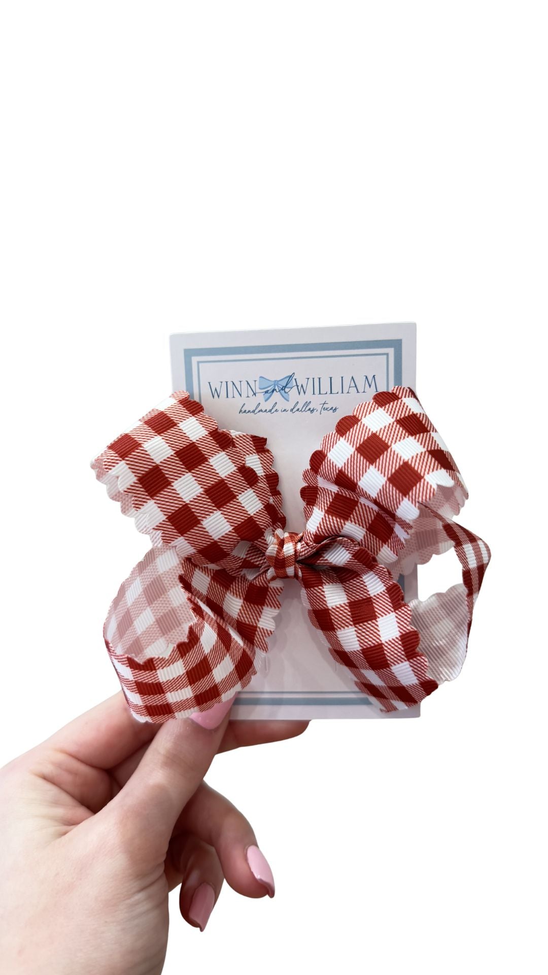 Gingham Scallop Via Bow - Red from Anderson Parker
